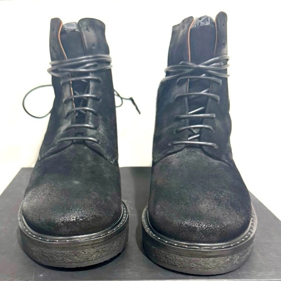 MARSELL PARRUCCA NABUCK SUEDE LEATHER ZIPPED COMBAT BOOTS BOOTIES BLACK SIZE 6 - Picture 4 of 14